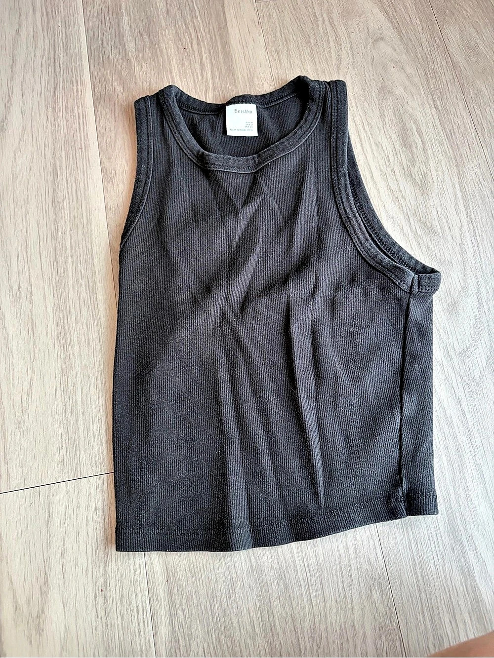 Bershka Ribbed Tank Top Black Size Medium